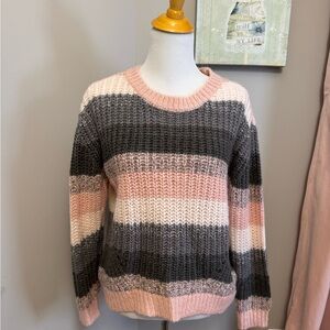 Jordache pink and grey stripped sweater